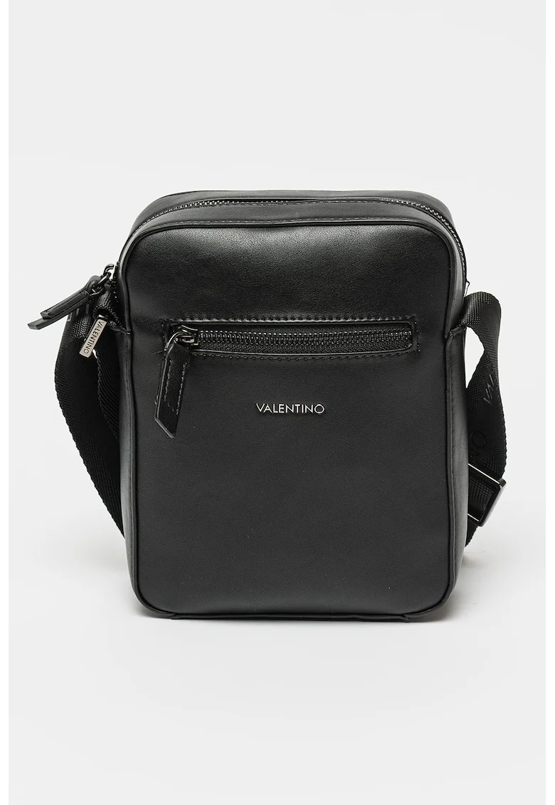 Geanta crossbody de piele ecologica cu buzunar exterior cu fermoar Horizon, Negru