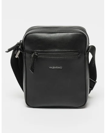 Geanta crossbody de piele ecologica cu buzunar exterior cu fermoar Horizon, Negru