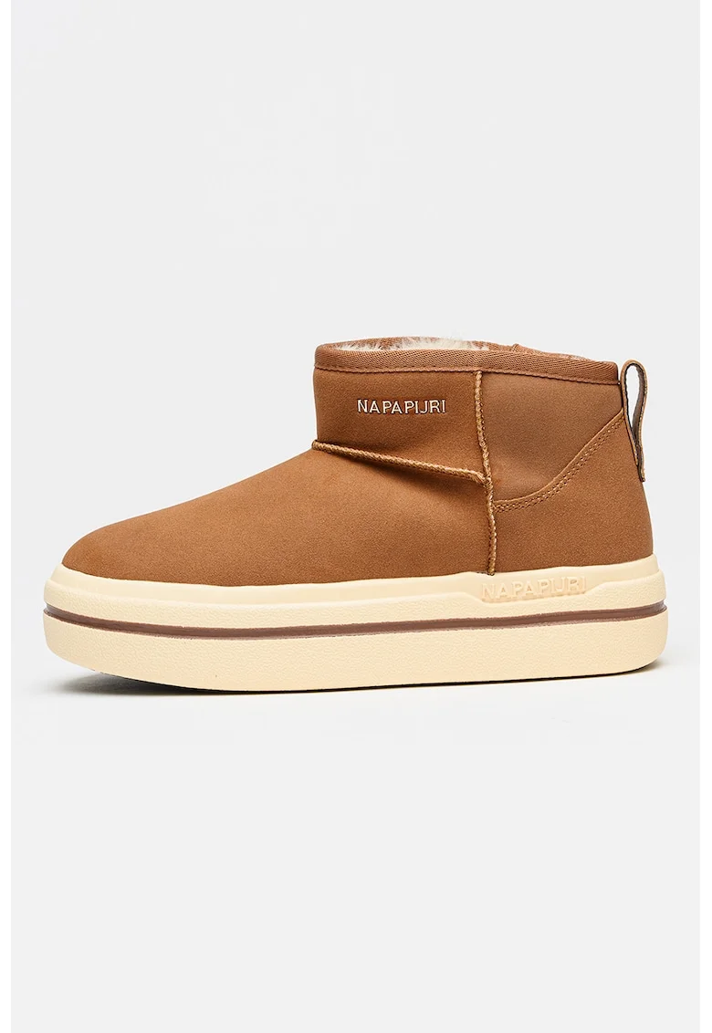 Ghete slip-on flatform, Maro cognac