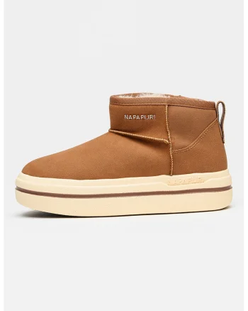 Ghete slip-on flatform, Maro cognac