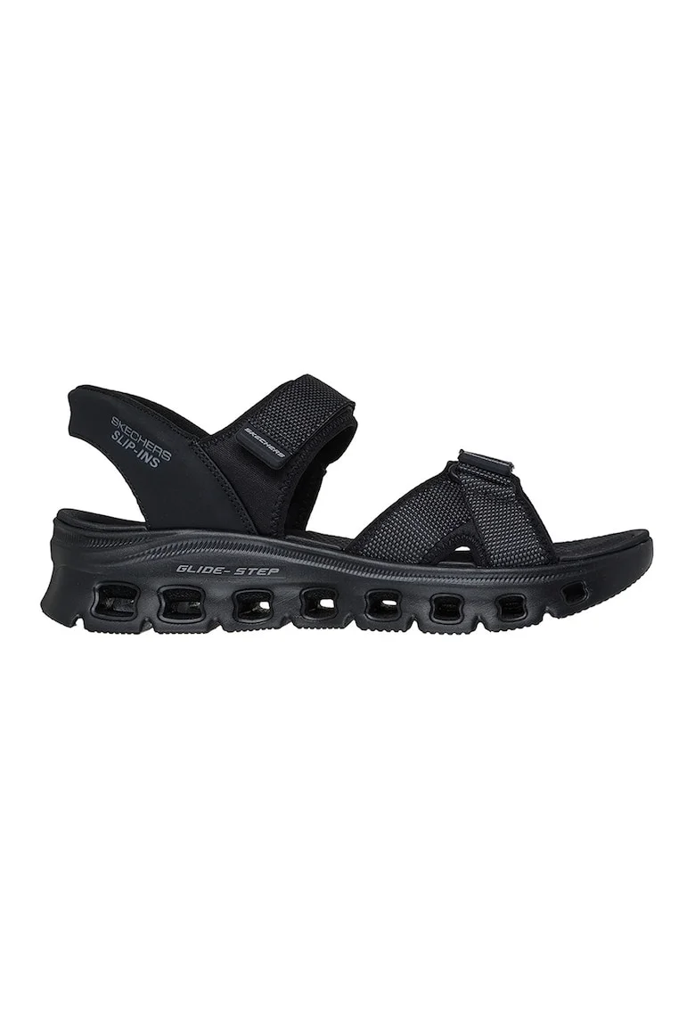 Sandale slip-ins cu talpa wedge Glide Step Pro, Negru
