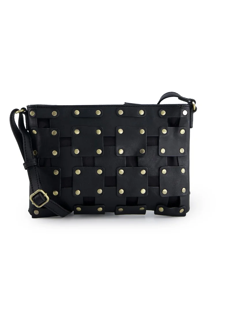 Geanta crossbody din piele decorata cu nituri