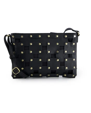 Geanta crossbody din piele decorata cu nituri