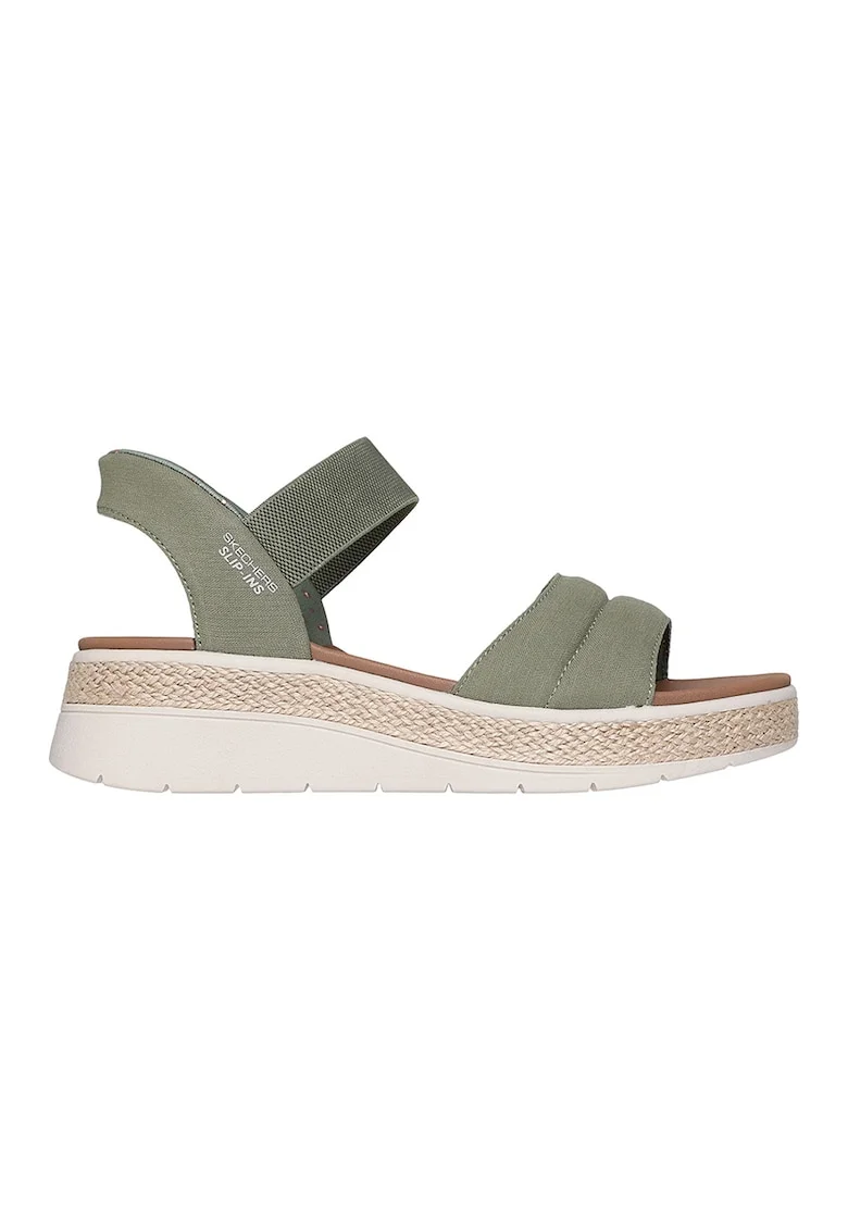 Sandale cu talpa wedge Slip-Ins™ Bobs Sun Ray, Caramel/Verde feriga
