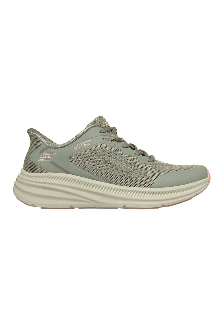 Pantofi sport Bobs Skillz Slip-ins cu model uni, Verde pal/Verde feriga
