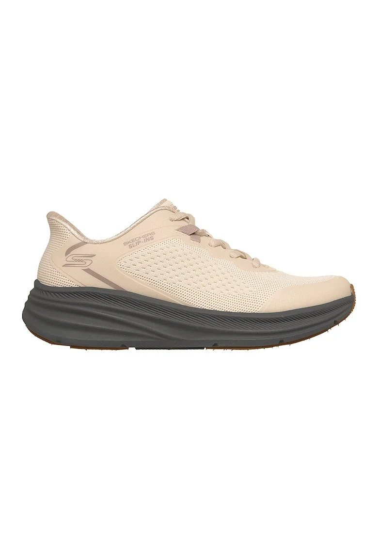 Pantofi sport Bobs Skillz Slip-ins cu model uni, Bej/Gri antracit