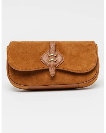Geanta crossbody de piele intoarsa Mavery, Maro scortisoara