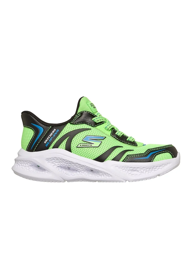 Pantofi sport Meteor slip-ins cu LED-uri, Negru/Verde lime