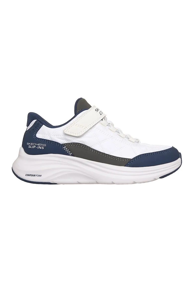 Pantofi sport Contour Foam slip-ins cu inchidere velcro, Alb optic/Gri inchis/Bleumarin