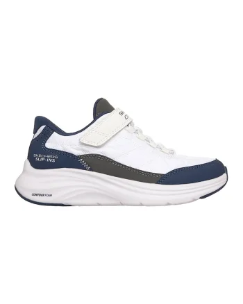 Pantofi sport Contour Foam slip-ins cu inchidere velcro, Alb optic/Gri inchis/Bleumarin