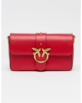 Geanta crossbody de piele cu clapa, Rosu