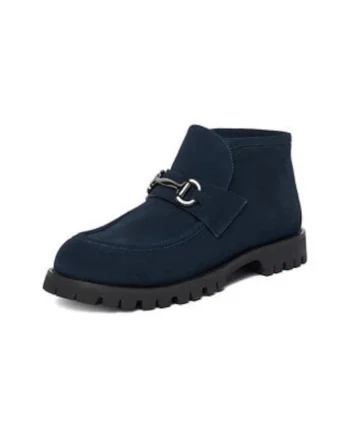 Ghete dama  slip-on, piele naturala, albastru, benzi elastice