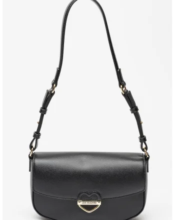 Geanta crossbody din piele ecologica cu clapa, Negru