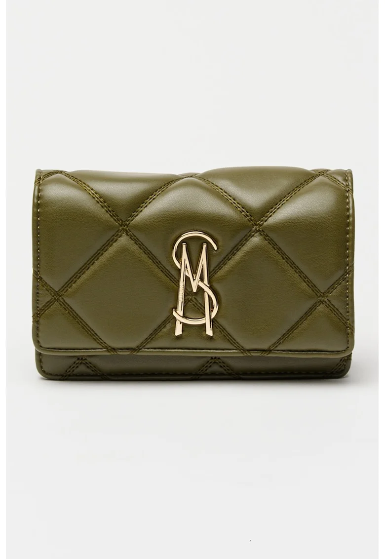Geanta crossbody din piele ecologica cu aspect matlasat Endue, Verde masliniu