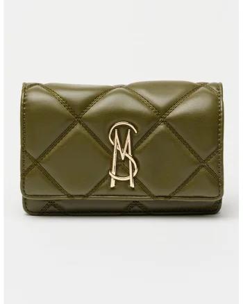 Geanta crossbody din piele ecologica cu aspect matlasat Endue, Verde masliniu