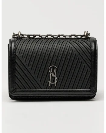 Geanta crossbody de piele ecologica cu bareta lant, Negru