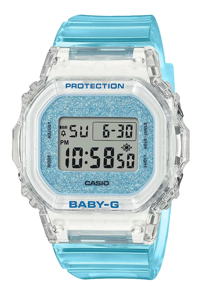 Ceas unisex digital cu functii multiple Baby-G, Albastru deschis