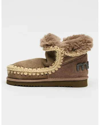 Ghete slip-on de piele intoarsa cu detalii stralucitoare Eskimo 18, Maro taupe