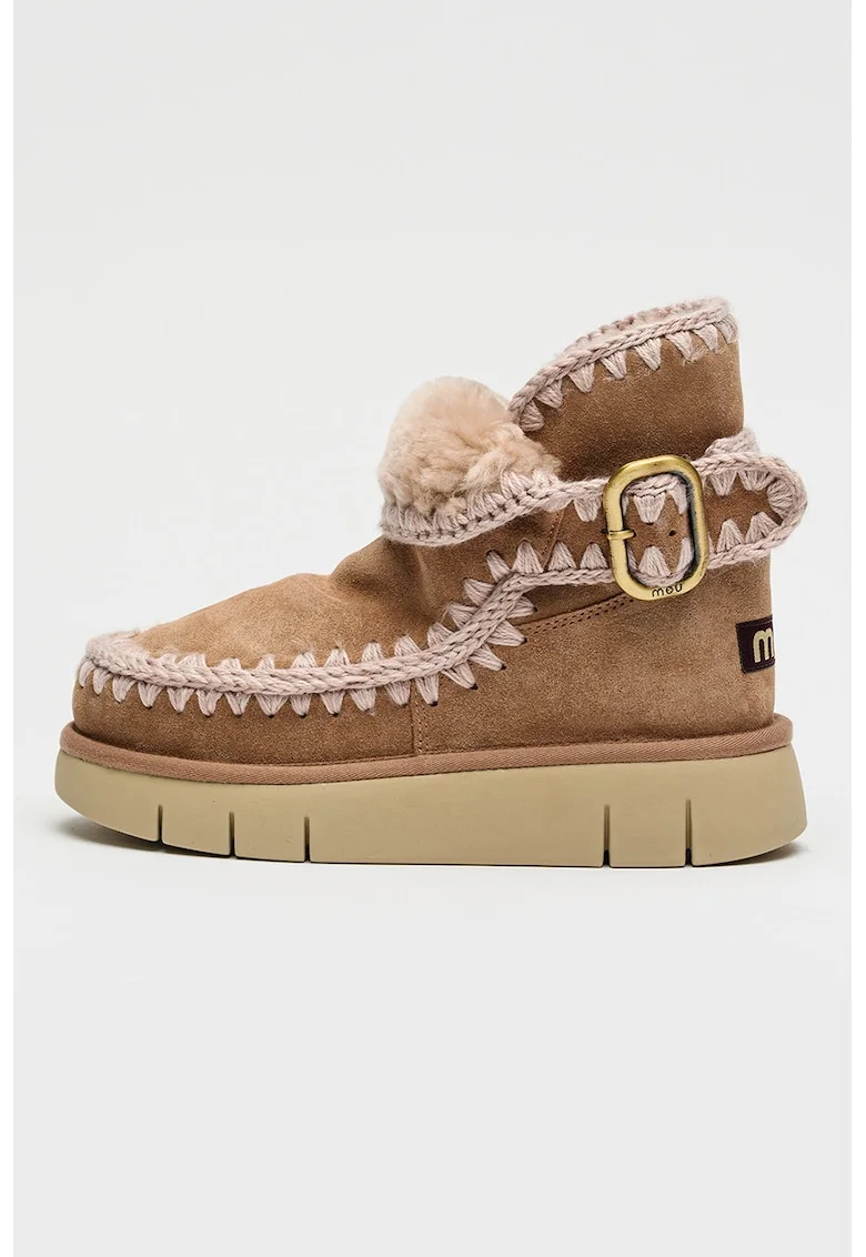 Ghete slip-on din piele intoarsa Bounce, Maro deschis/Alb murdar