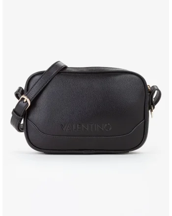 Geanta crossbody cu logo in relief, Negru
