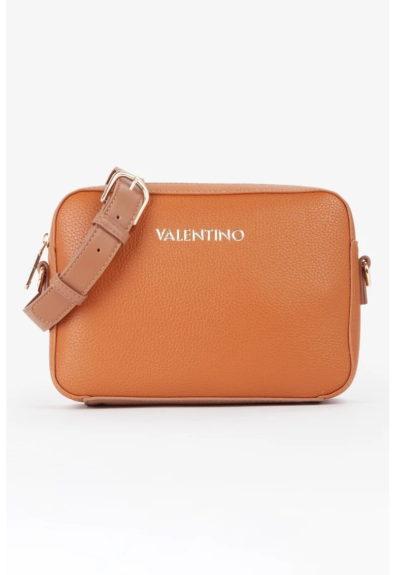 Geanta crossbody din piele ecologica cu logo metalic Alexia, Caramel