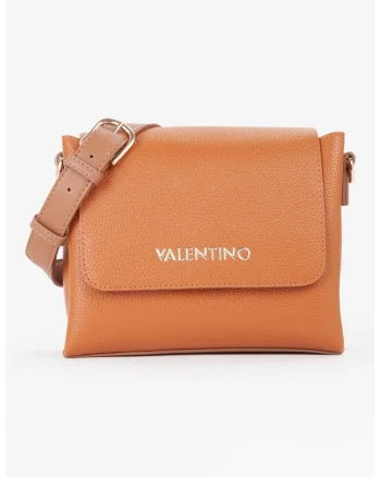Geanta crossbody din piele ecologica cu aplicatie logo metalica Alexia, Caramel