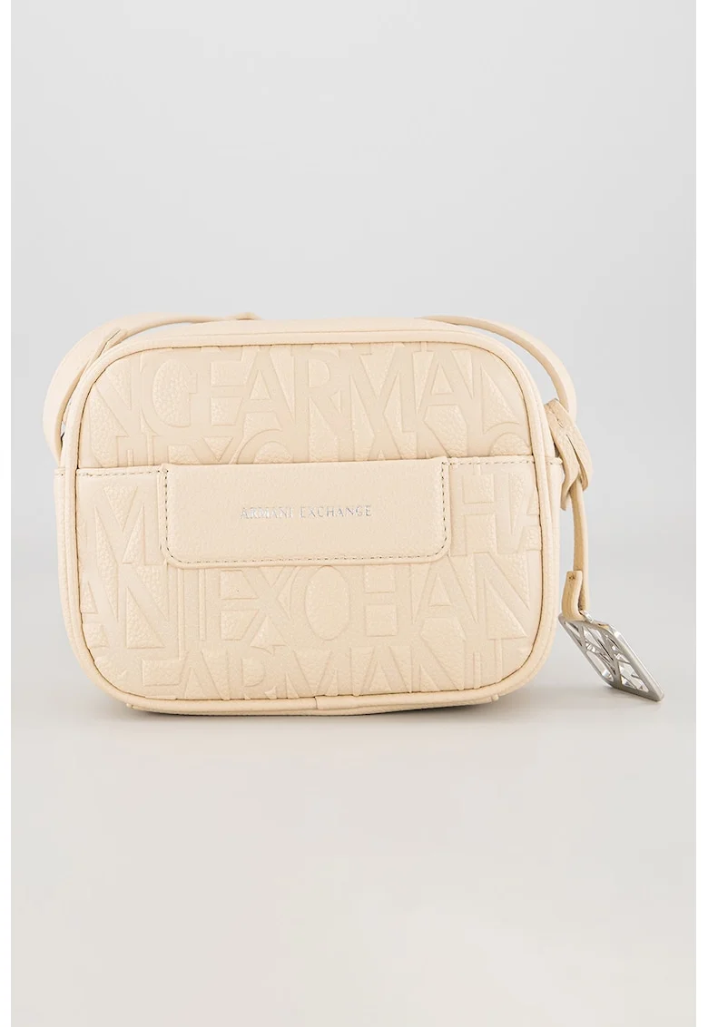 Geanta crossbody de piele ecologica cu logo stantat Liz, Bej inchis