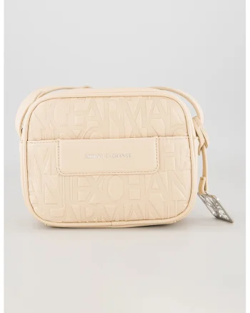 Geanta crossbody de piele ecologica cu logo stantat Liz, Bej inchis