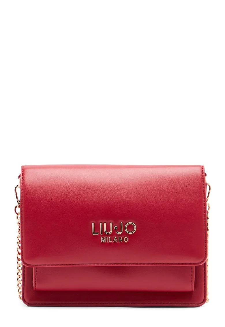 Geanta crossbody cu clapa si bareta din lant, Rosu