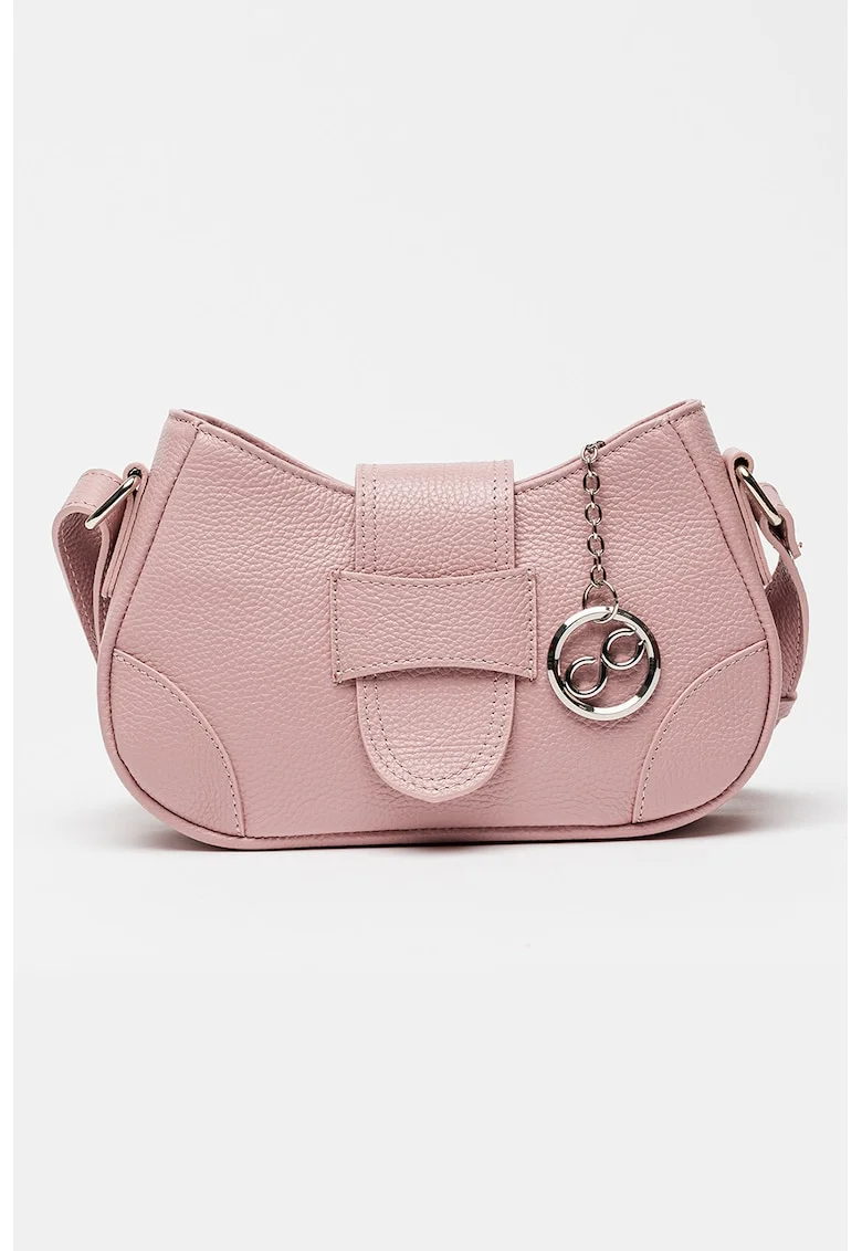 Geanta crossbody din piele cu inchidere cu clapa, Lila