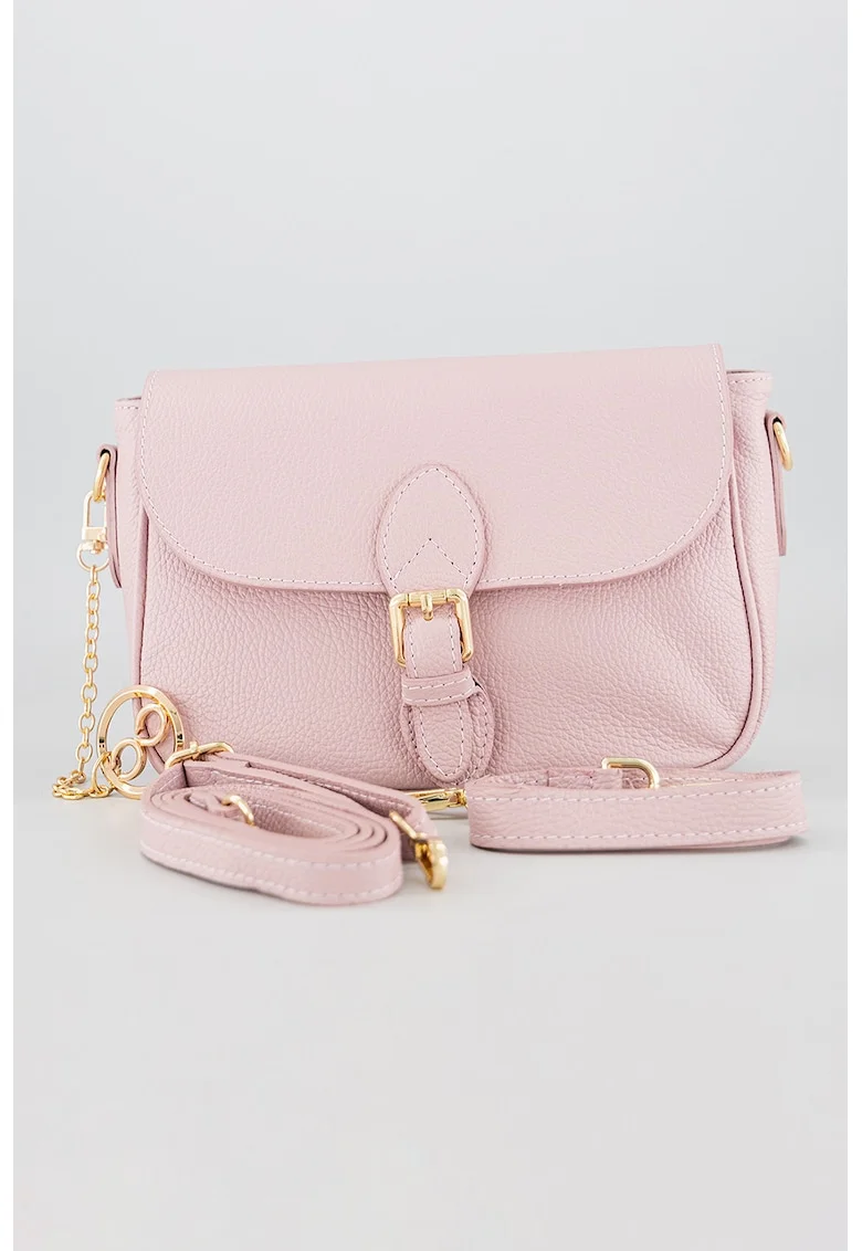 Geanta crossbody din piele cu accesoriu logo detasabil, Lila