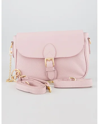 Geanta crossbody din piele cu accesoriu logo detasabil, Lila