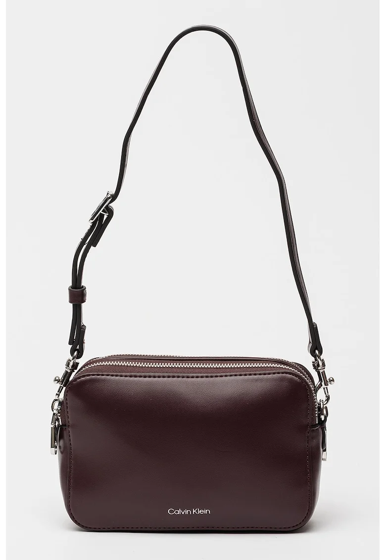 Geanta crossbody de piele ecologica cu bareta suplimentara, Violet pruna