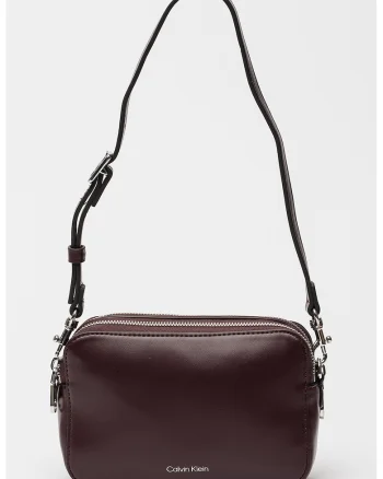 Geanta crossbody de piele ecologica cu bareta suplimentara, Violet pruna
