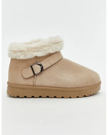 Ghete slip-on de piele intoarsa ecologica, Maro nisip