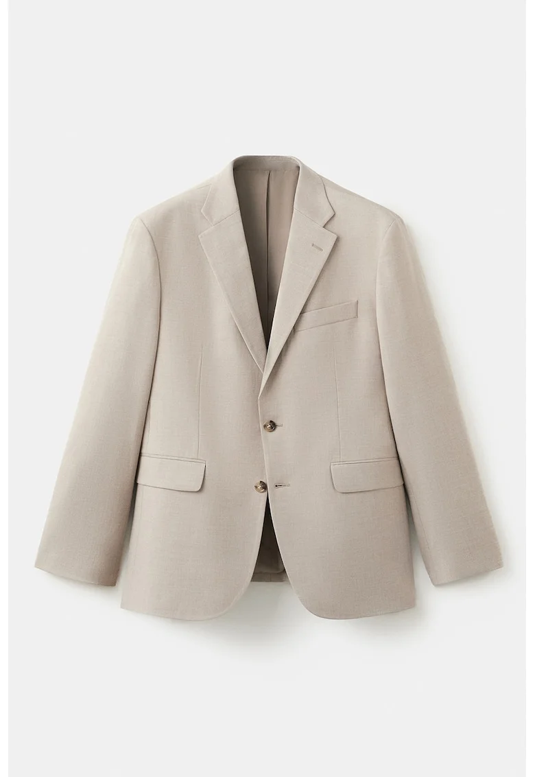 Sacou slim-fit cu revere decupate, Bej