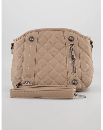 Geanta crossbody de piele ecologica cu bareta detasabila, Maro taupe