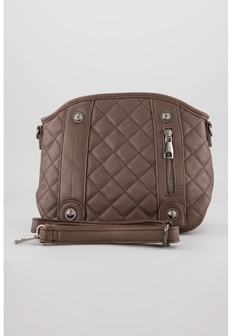 Geanta crossbody de piele ecologica cu bareta detasabila, Maro