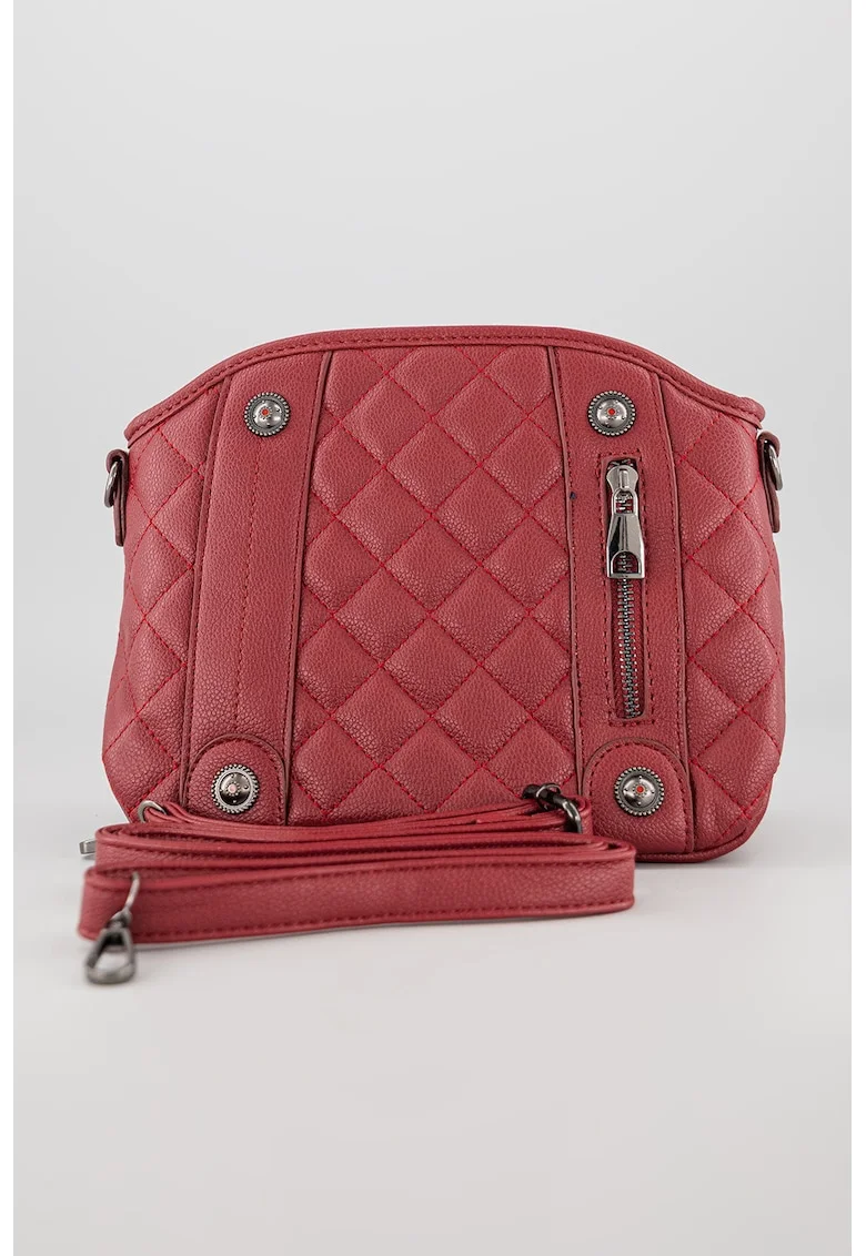 Geanta crossbody de piele ecologica cu bareta detasabila, Visiniu