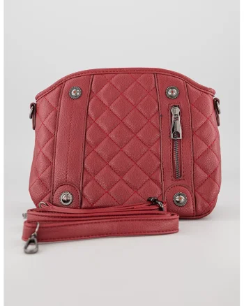 Geanta crossbody de piele ecologica cu bareta detasabila, Visiniu