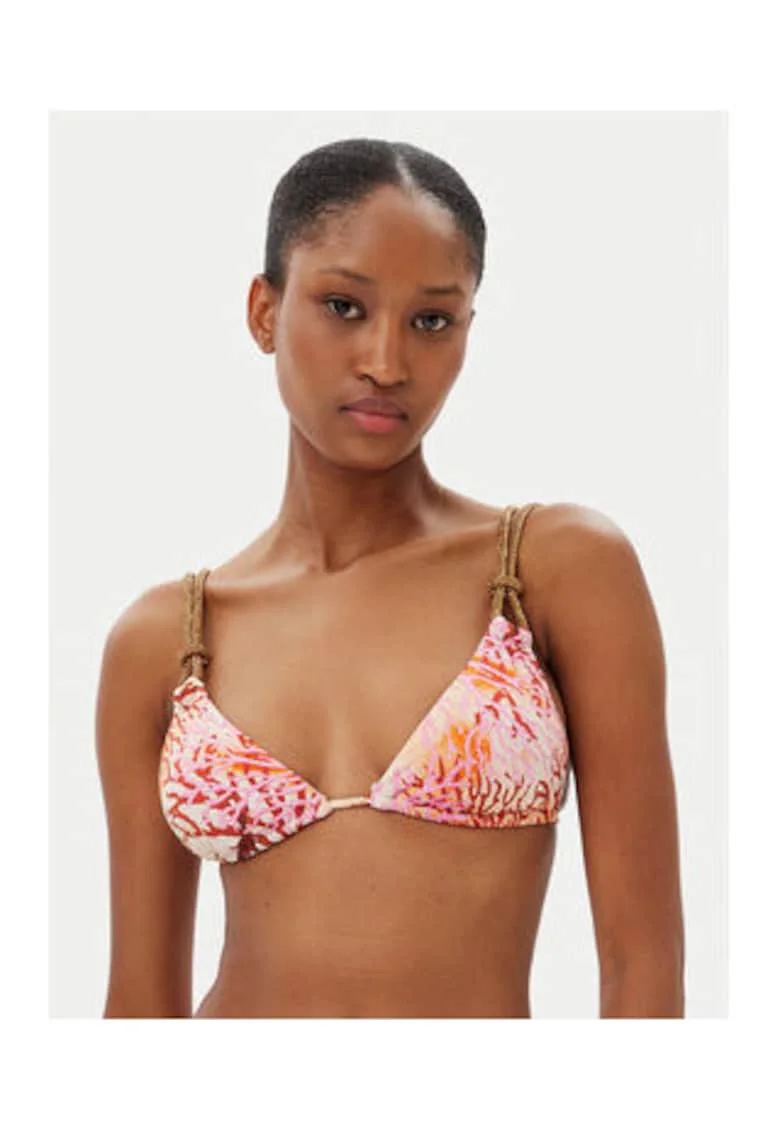 Sutien de baie triunghiular cu imprimeu vibrant, Multicolor