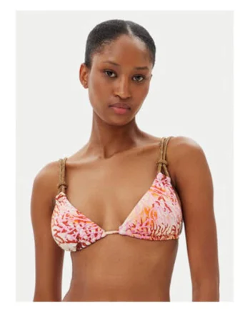 Sutien de baie triunghiular cu imprimeu vibrant, Multicolor