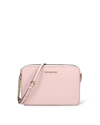 Geanta crossbody de piele, Roz pastel