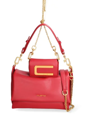 Set de geanta de piele ecologica cu bareta de uamr si geanta crossbody Floriana Prime, Rosu