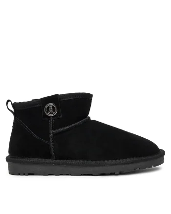 Ghete dama slip on,  de zapada, piele naturala, negru