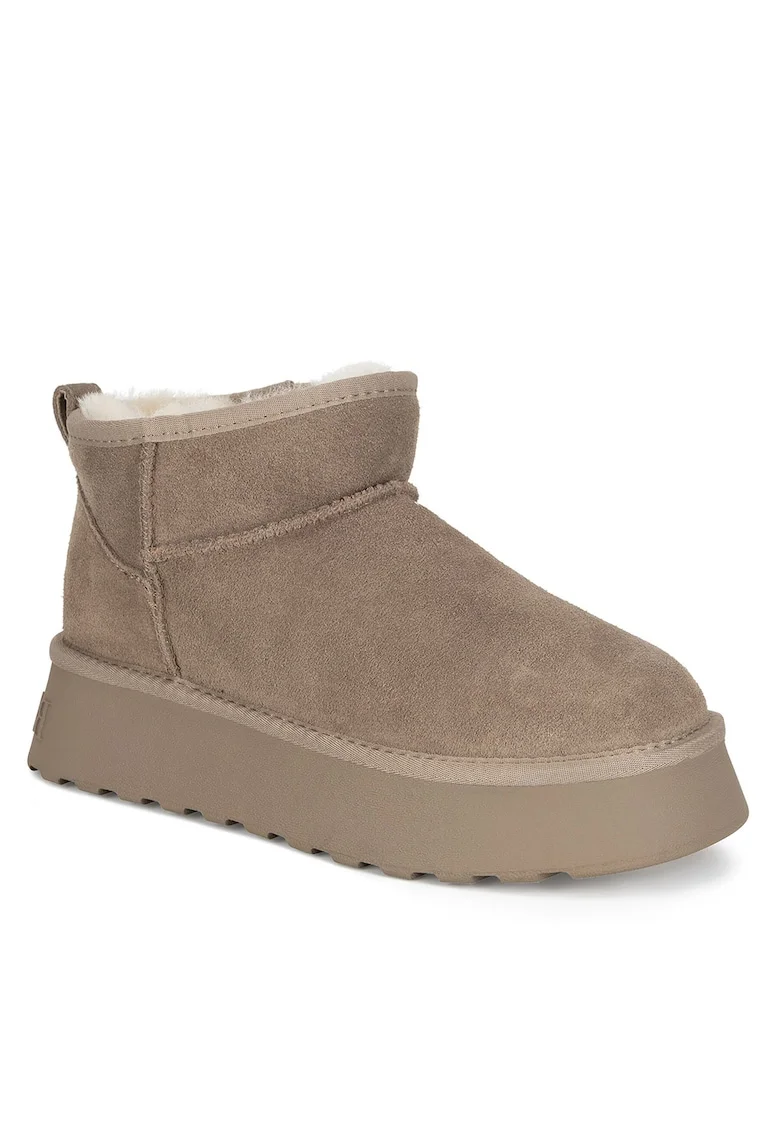 Ghete de zapada slip on,  gri, piele naturala,