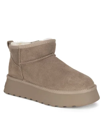 Ghete de zapada slip on,  gri, piele naturala,