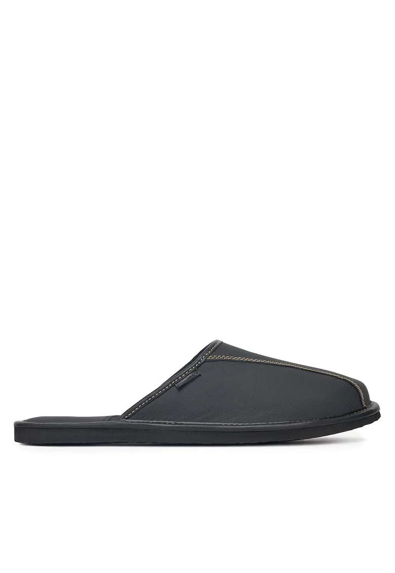 Papuci barbati,  SLIP-03 MI25, piele naturala, negru