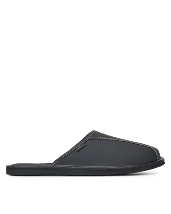 Papuci barbati,  SLIP-03 MI25, piele naturala, negru