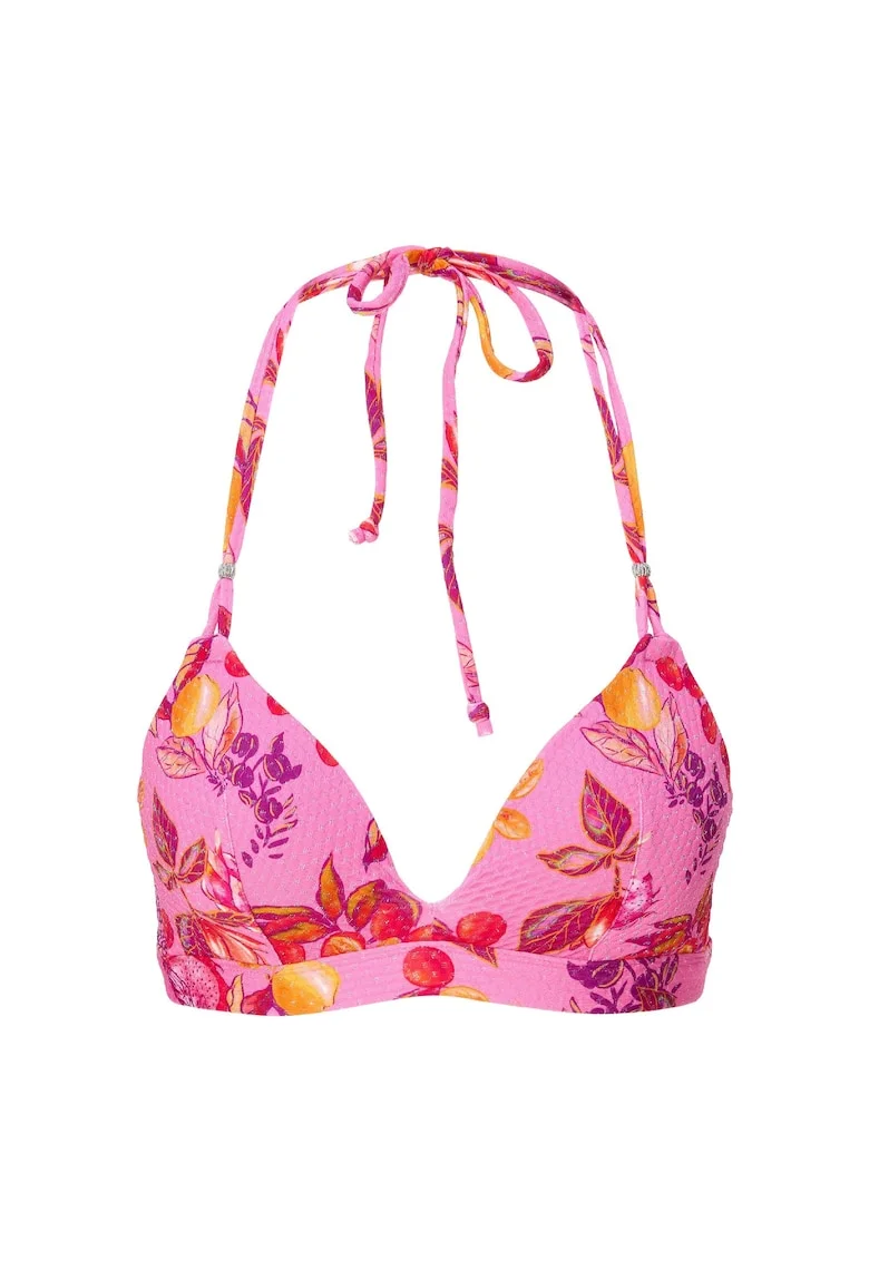 Sutien de baie cu cupe triunghiulare si model, Multicolor